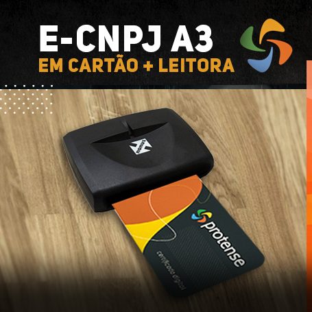 e-CNPJ A3 EM CARTÃO INTELIGENTE + LEITORA (VALIDADE DE 01 ANO)